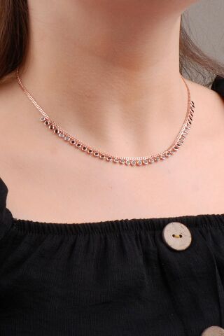 Rose Gümüş Choker Kolye 6571