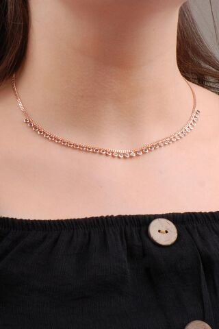 Rose Gümüş Mistik Topaz Taşlı Choker Kolye 6572