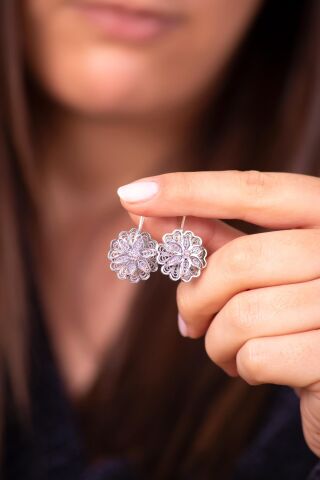 Papatya Telkari Oksitli Gümüş Küpe 4943