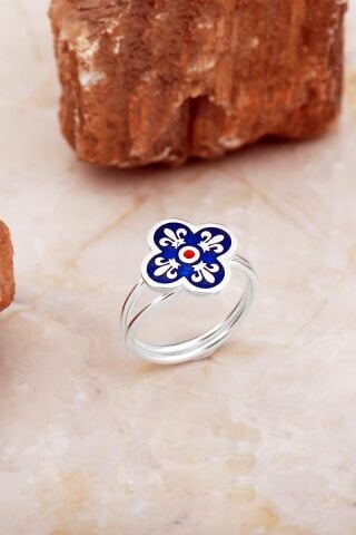 Yonca Mineli Elişi Gümüş Yüzük 5898