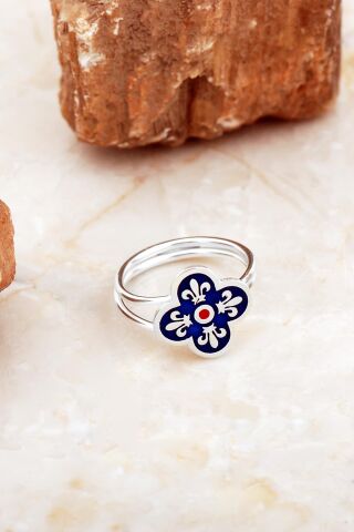 Yonca Mineli Elişi Gümüş Yüzük 5898