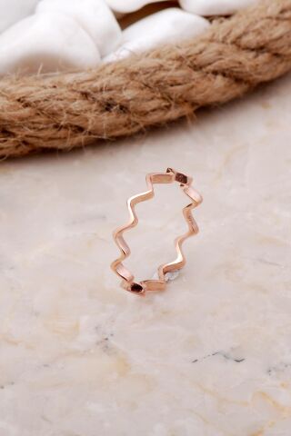 Dalgalı Rose İnce Gümüş Yüzük 3521