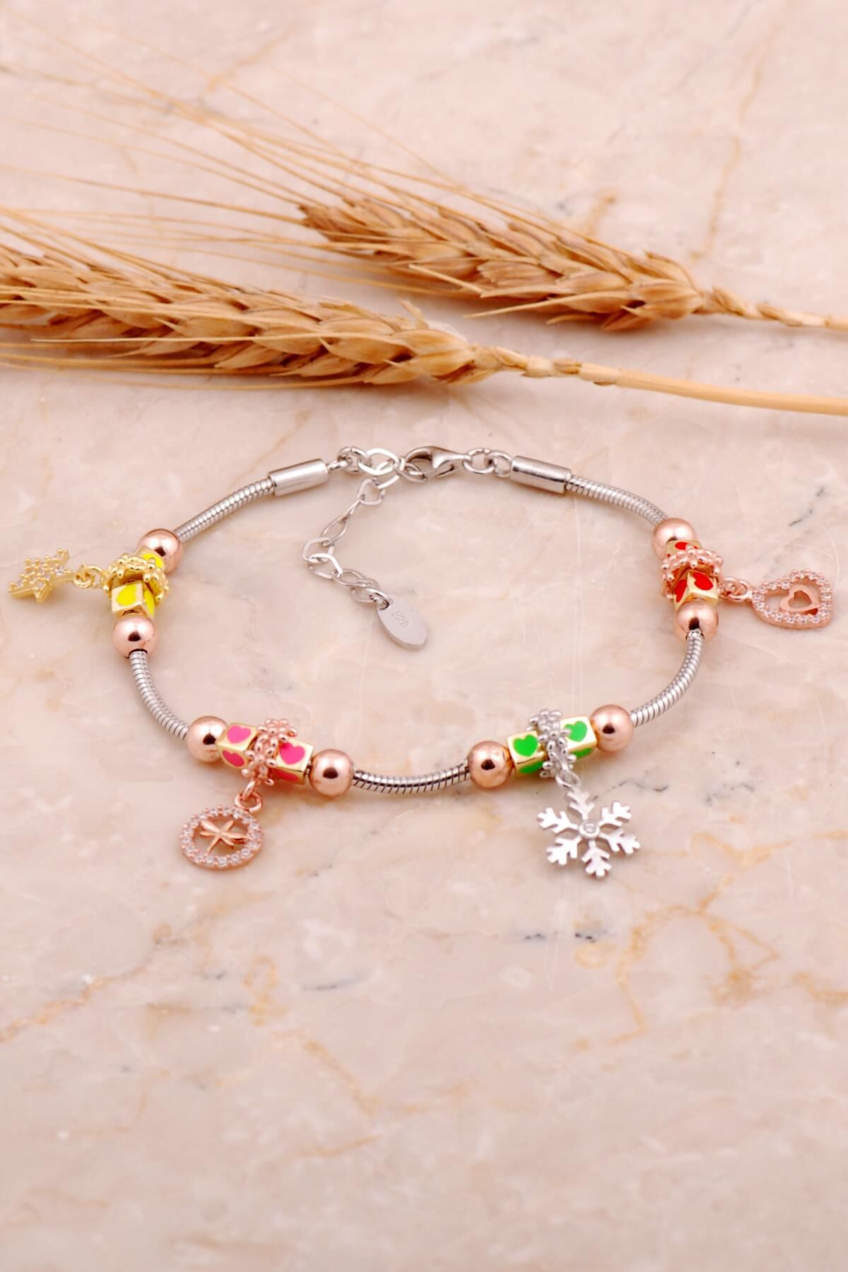 Mineli Rodyumlu Gümüş Şans Bileklik 4509