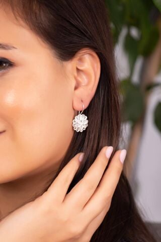 Papatya Telkari Gümüş Küpe 4944