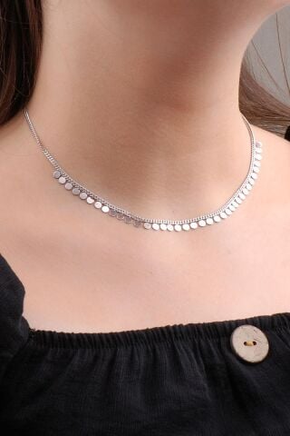 Pullu Choker Gümüş Kolye 6574
