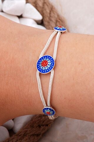 Mineli Midyat Hasırı El Yapımı Gümüş Bileklik 2375