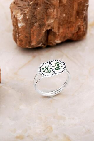 Özgürlüğün Ruhu Sembolü Elişi Mineli Gümüş Yüzük 3761