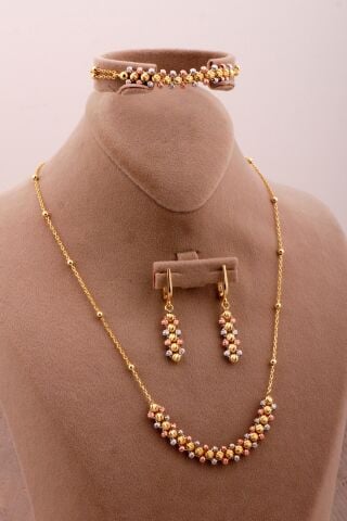 Tasarım Renkli Dorika 925 Ayar Gümüş Set 2726