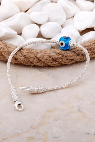 Kazaziye Nazar Boncuklu Gümüş Bileklik 3980