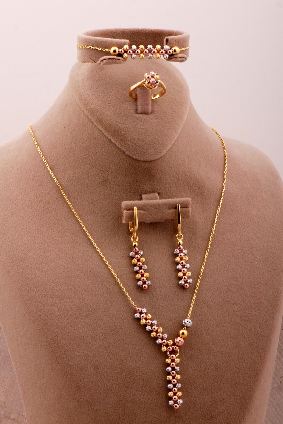 Tasarım Renkli Dorika 925 Ayar Gümüş Set 2727