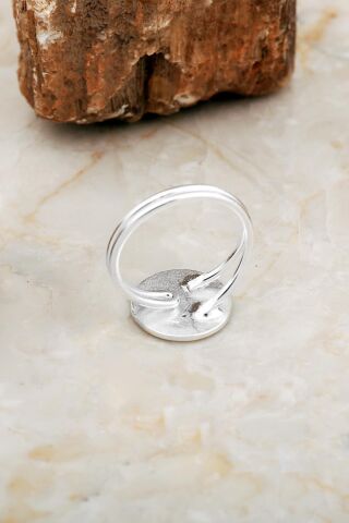 Anadolu Motifli Elişi Mineli Gümüş Yüzük 3764