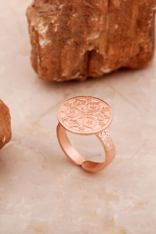 Anadolu Motifli Elişi Rose Gümüş Yüzük 3765