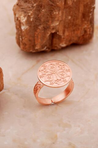 Anadolu Motifli Elişi Rose Gümüş Yüzük 3765