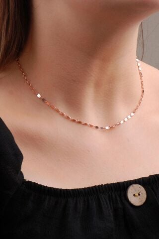 Rose Gümüş Pullu Kolye 6583