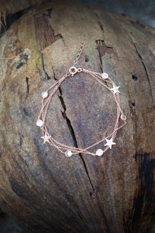 Rose Gümüş Yıldız Tasarımlı Bileklik 2378