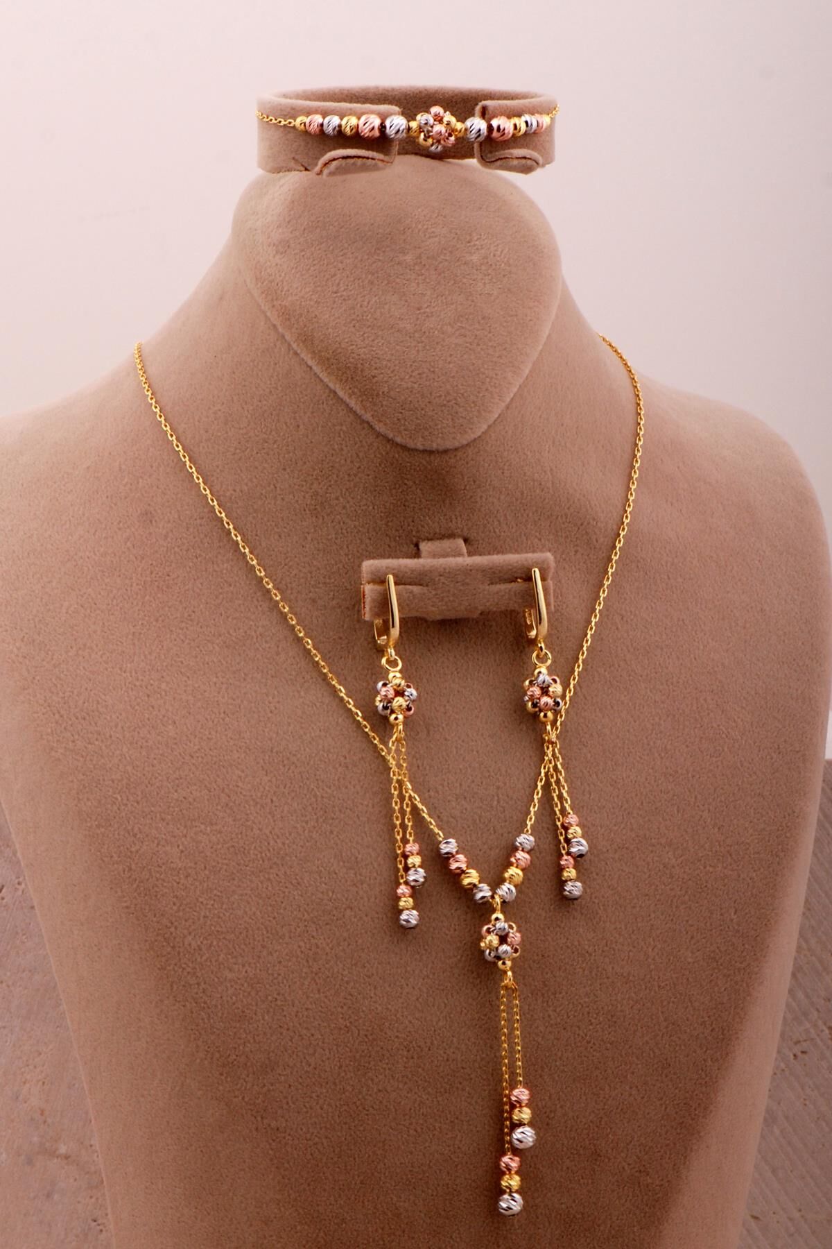 Tasarım Renkli Dorika Toplu 925 Ayar Gümüş Set 2733