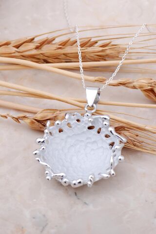 Tasarım Rodyumlu Gümüş Kolye 7504