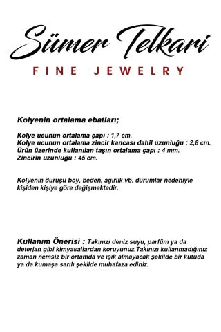 Taşlı Telkari Elişi Altın Kaplama 925 Ayar Gümüş Çiçek Kolye 8109