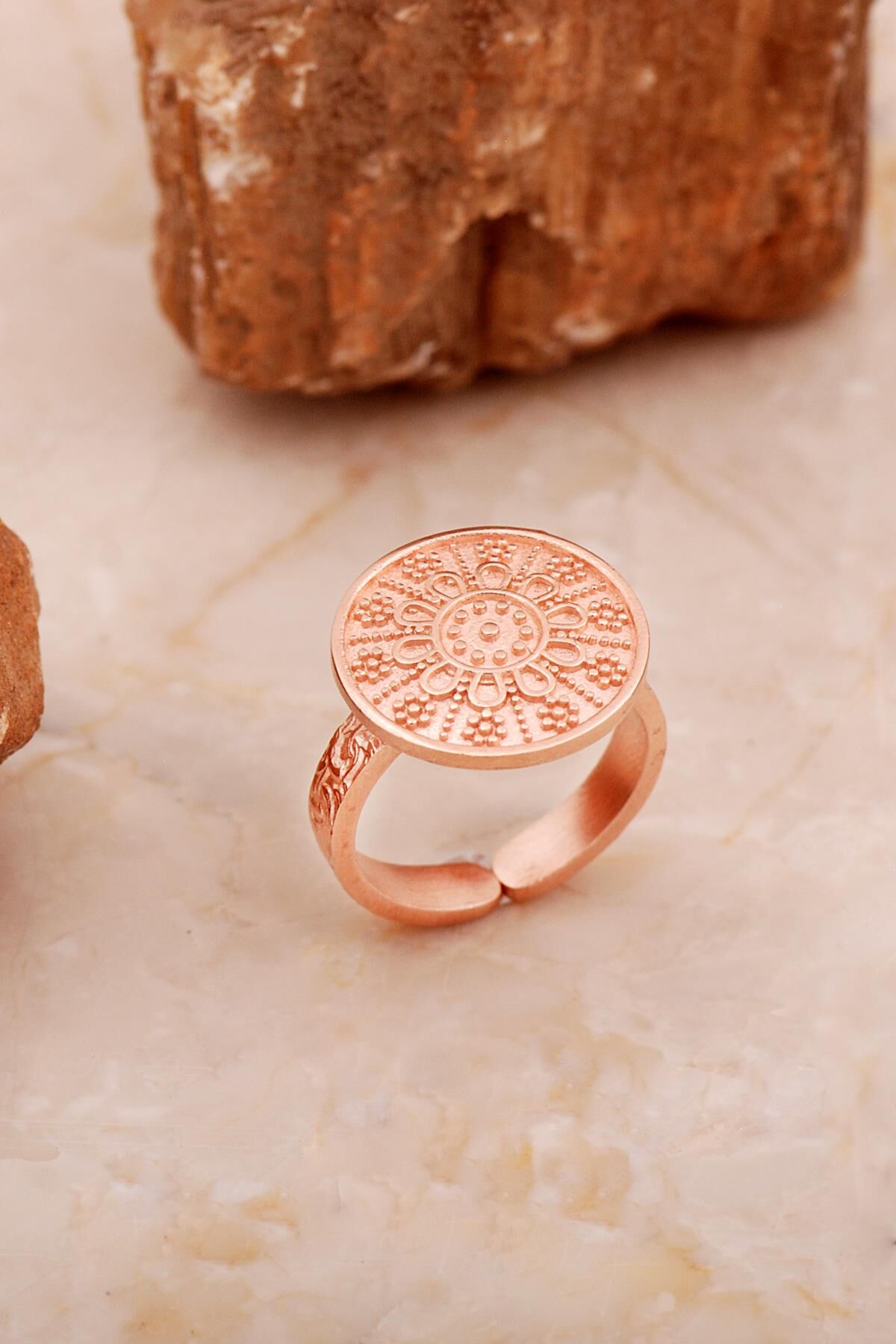 Mardin Güneşi Elişi Rose 925 Ayar Gümüş Yüzük 3768