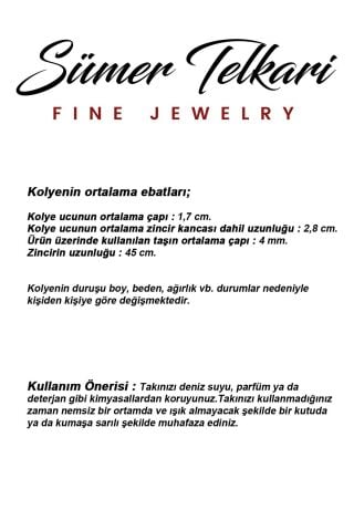 Taşlı Telkari Elişi Altın Kaplama 925 Ayar Gümüş Çiçek Kolye 8109 Lacivert