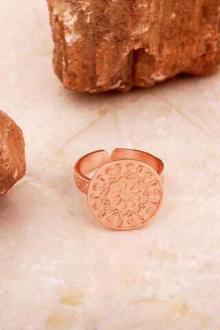 Anadolu Motifli Elişi Rose Gümüş Çiçek Yüzük 3769