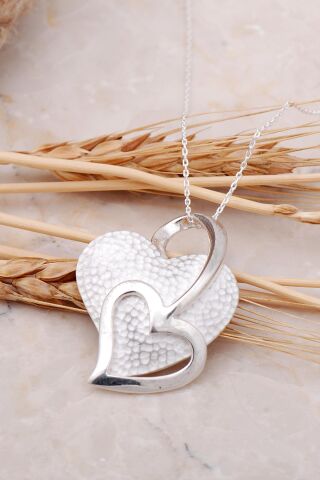 Kalp Tasarım Gümüş Kolye 7506