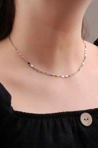 Pullu Tasarım Choker Gümüş Kolye 6586