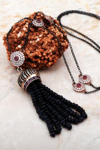 Safir Taşlı Tasarım Elişi Gümüş Set 2299