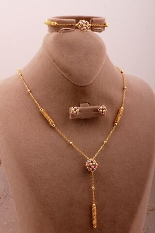 Tasarım Renkli Dorika Toplu 925 Ayar Gümüş Set 2736