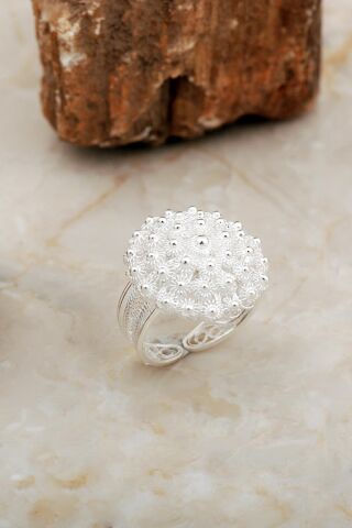 Midyat Telkari İşlemeli Elişi Bereket Modeli Gümüş Yüzük 3771