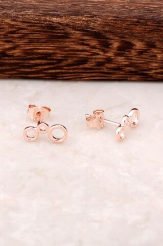 Rose Gümüş Halka Tasarım Küpe 4339