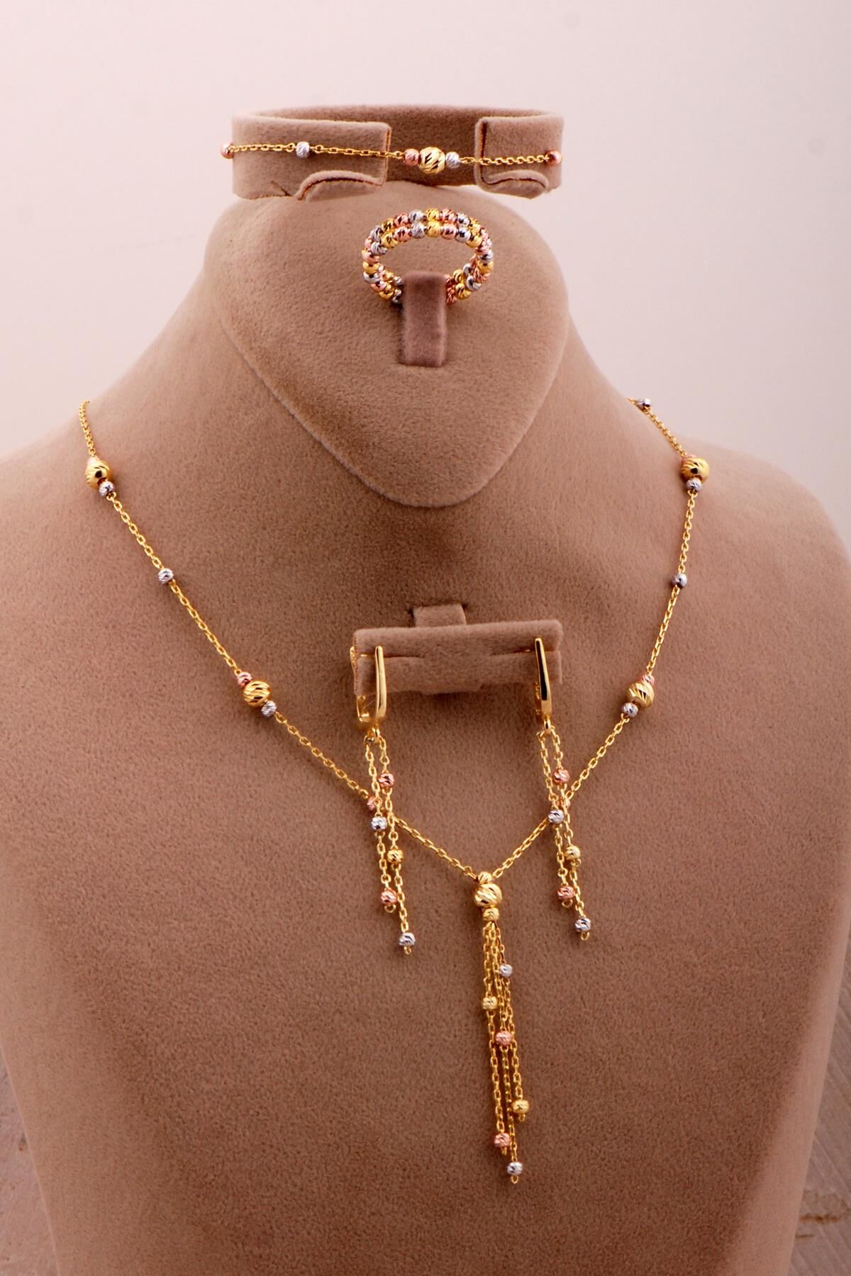 Tasarım Renkli Dorika 925 Ayar Gümüş Set 2738