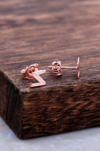 Z Harfi Rose Gümüş Küpe 6020