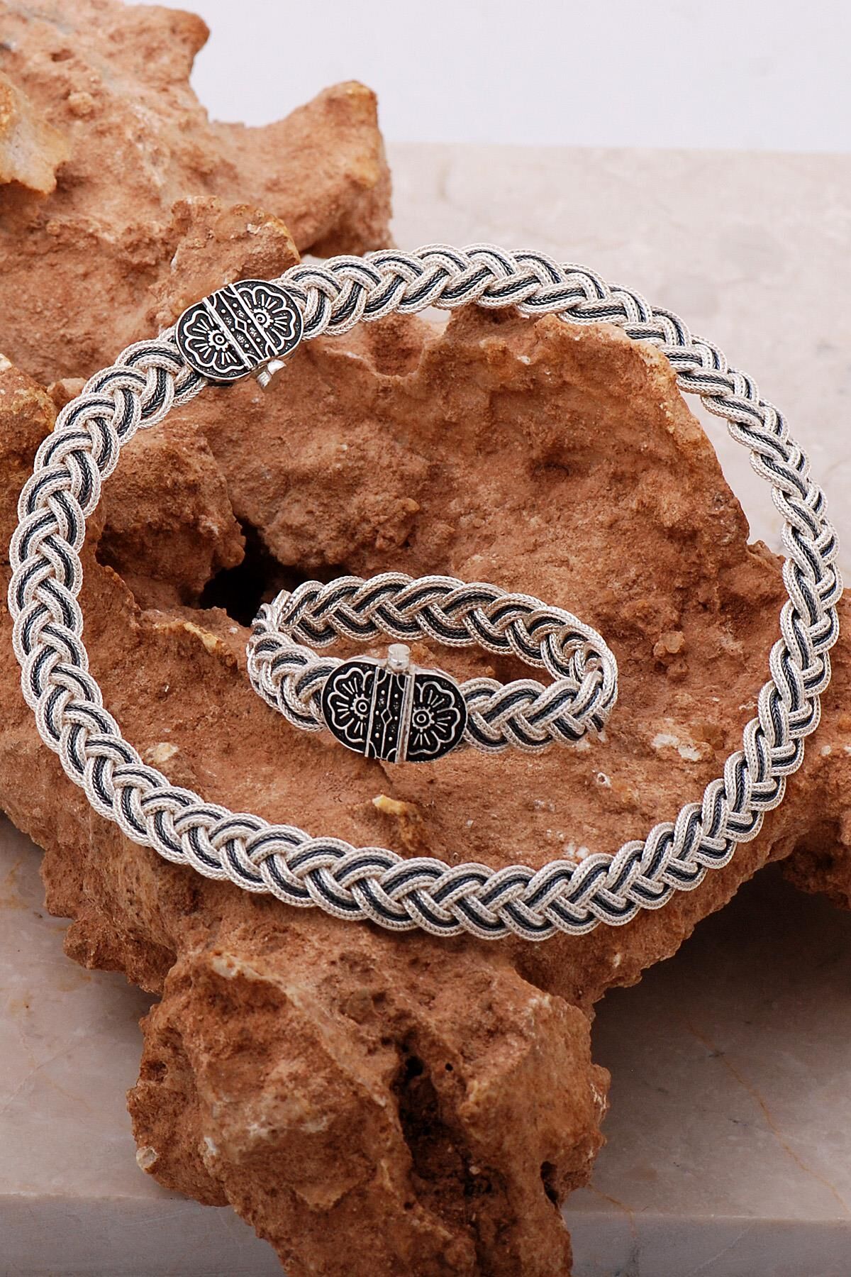 Midyat Hasırı El Örmesi Gümüş Set 2178