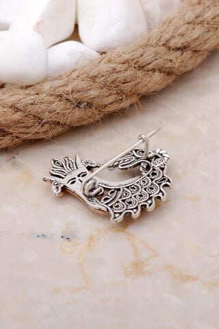 Şahmeran Küçük Boy Telkari Elişi Gümüş Broş 349