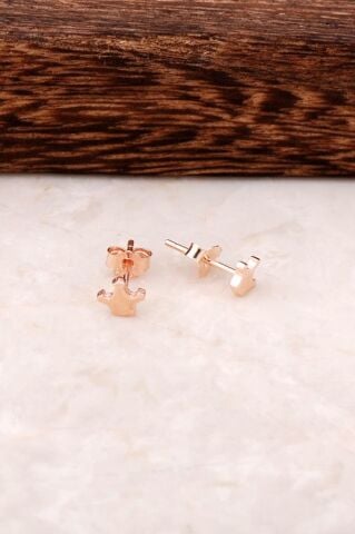 Kraliçe Tacı Rose Gümüş Mini Küpe 4344