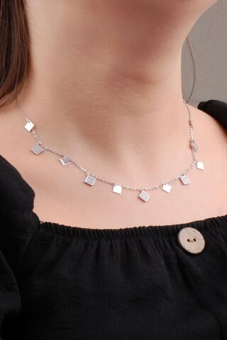 Gümüş Sallantılı Tasarım Kolye 6596