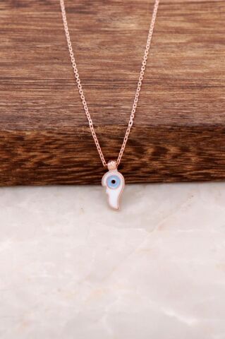 Melek Kanadı Mineli Rose Gümüş Minimal Kolye 6172