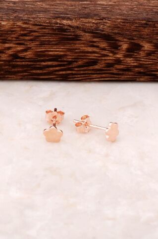 Papatya Tasarımlı Rose Gümüş Mini Küpe 4346