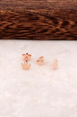 Papatya Tasarımlı Rose Gümüş Mini Küpe 4346