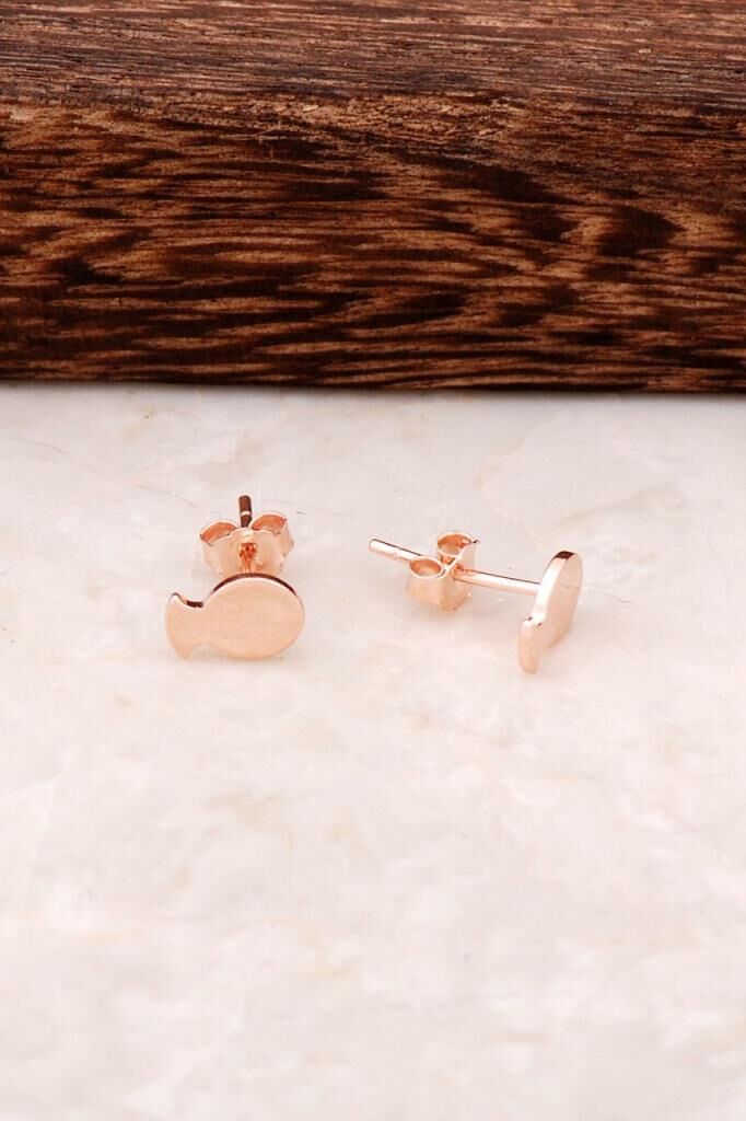 Balık Tasarım Rose Gümüş Mini Küpe 4347