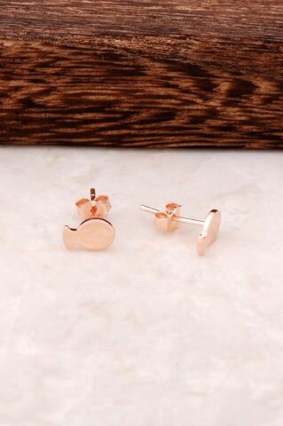Balık Tasarım Rose Gümüş Mini Küpe 4347