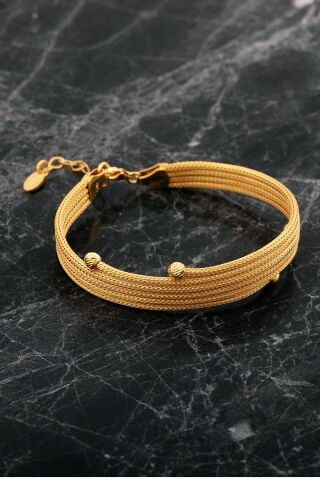 Hasır Dorika Altın Kaplama Elişi 925 Ayar Gümüş Set 2749