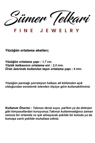 Taşlı Telkari Elişi Altın Kaplama 925 Ayar Gümüş Çiçek Yüzük 6000 Yeşil