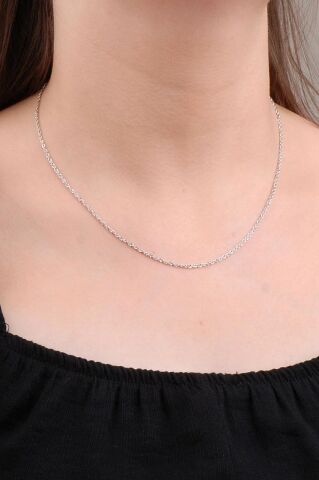45 cm Rodyumlu Gümüş Zincir 17