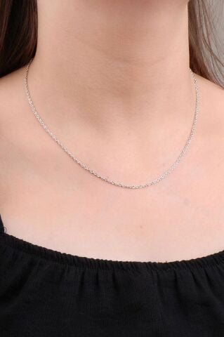 45 cm Rodyumlu Gümüş Zincir 17