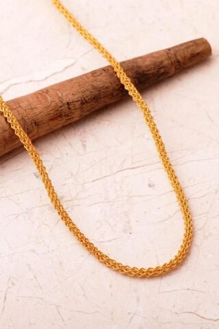 Kazaziye Tığ Örgü Elişi Altın Kaplama 1000 Ayar Gümüş Zincir Kolye 8111