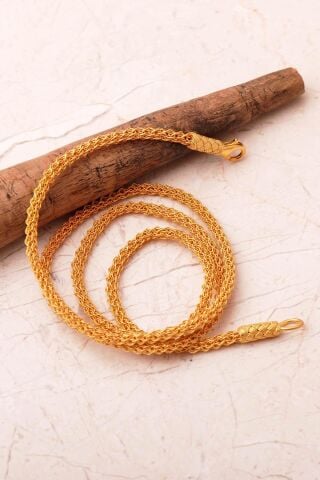 Kazaziye Tığ Örgü Elişi Altın Kaplama 1000 Ayar Gümüş Zincir Kolye 8111