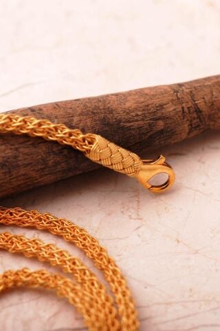 Kazaziye Tığ Örgü Elişi Altın Kaplama 1000 Ayar Gümüş Zincir Kolye 8111