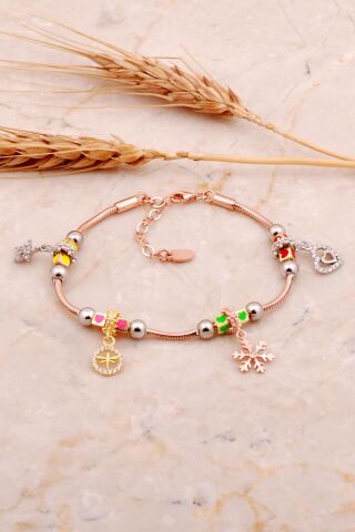 Mineli Rose Gümüş Şans Bileklik 4510